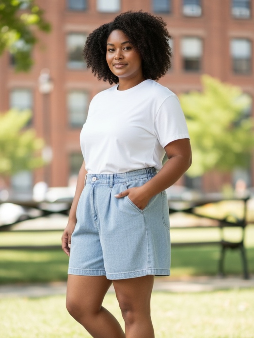 Denizen by Levi’s Women’s Light Blue A-Line Denim Shorts Size 14 Loose Fit  Y2K